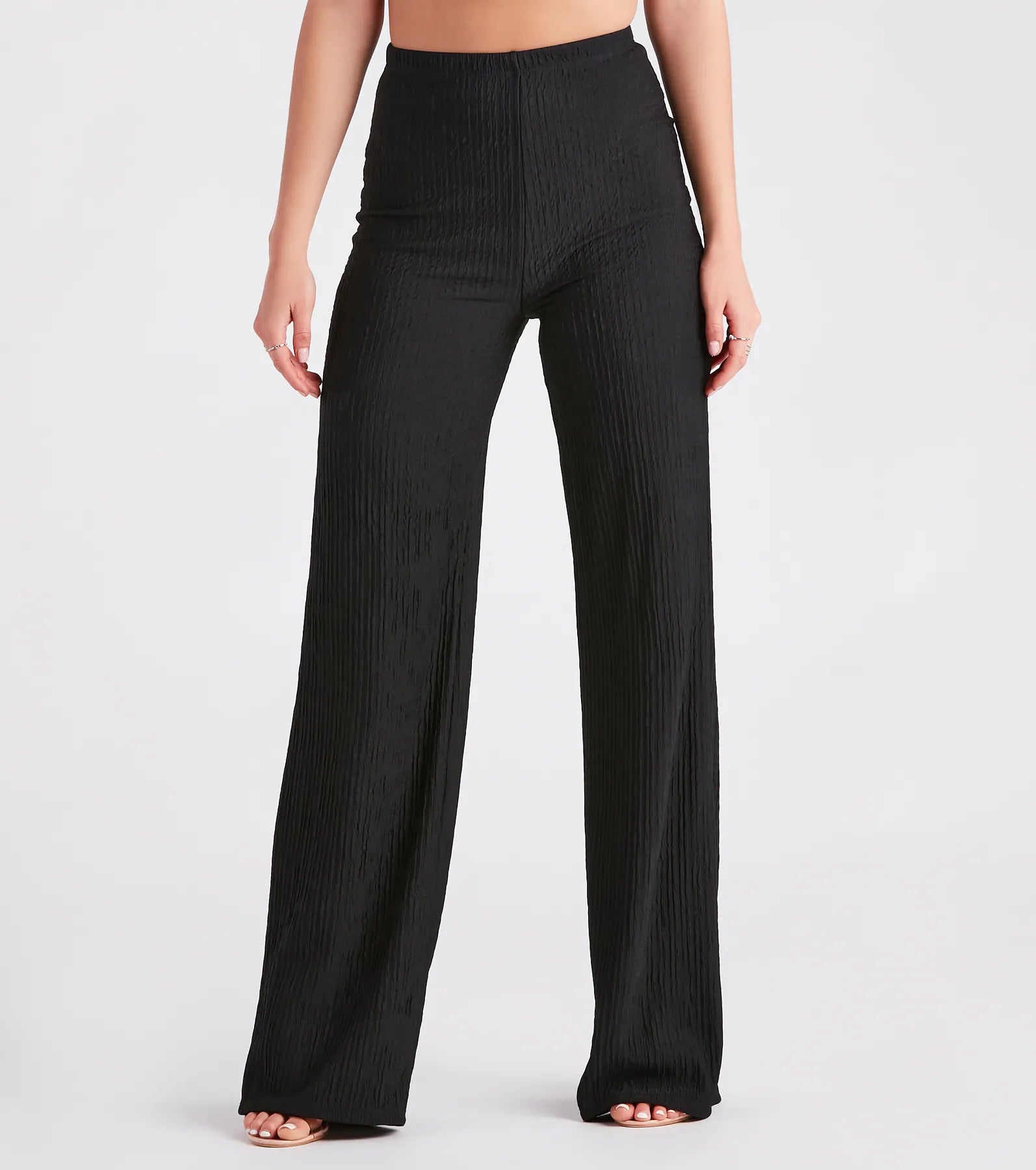Classic Items Two For The Show Texture Knit Wide Leg Pants