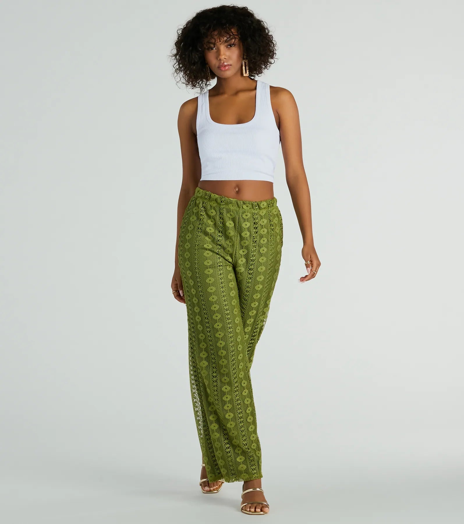 Soft Wearables Weekend Breeze High-Rise Crochet Palazzo Pants