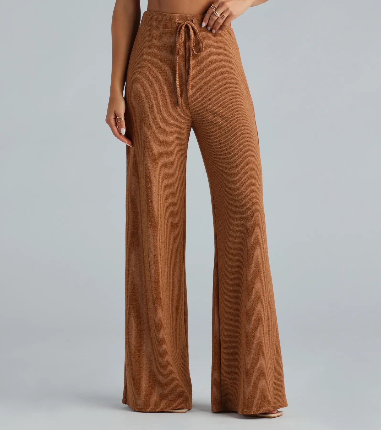 Fashion Selection Weekend Mood Hacci Knit Wide-leg Pants
