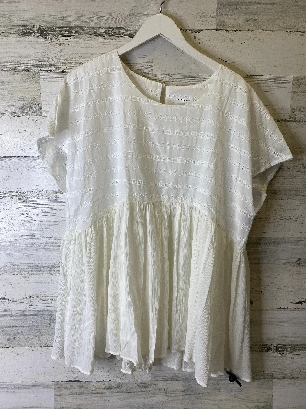 Tropical Style White Top Short Sleeve Chicsoul, Size 2x