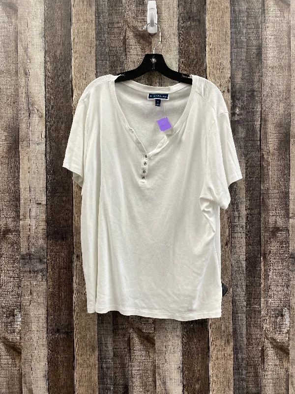 Summer Selection White Top Short Sleeve Karen Scott, Size 2x