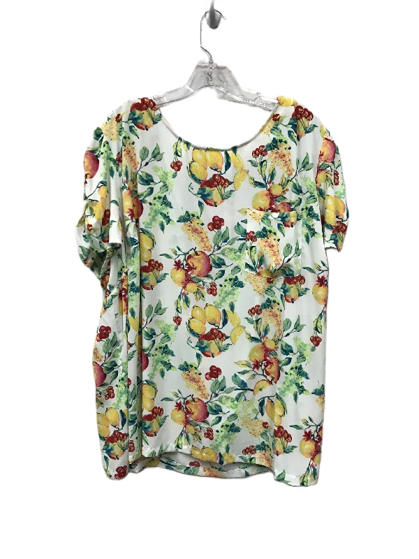Trendy Items White & Yellow Top Short Sleeve By Lc Lauren Conrad, Size: 4x