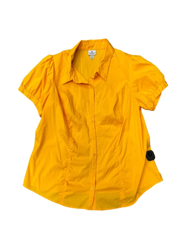 Youthful Style Yellow Top Short Sleeve Worthington, Size 2x