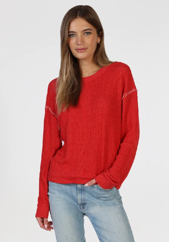 Embroidered Letters Brushed Waffle Blanket Stitch Sweatshirt