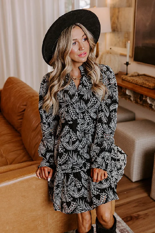 Sweet Style Cabernet Sippin' Embroidered Mini Dress