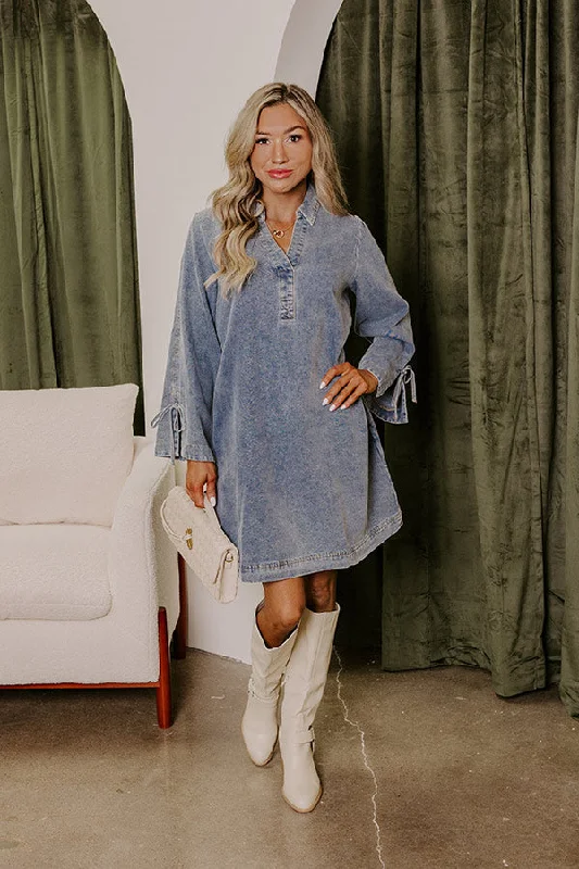 Comfortable Sweaters Casual Cue Denim Mini Dress