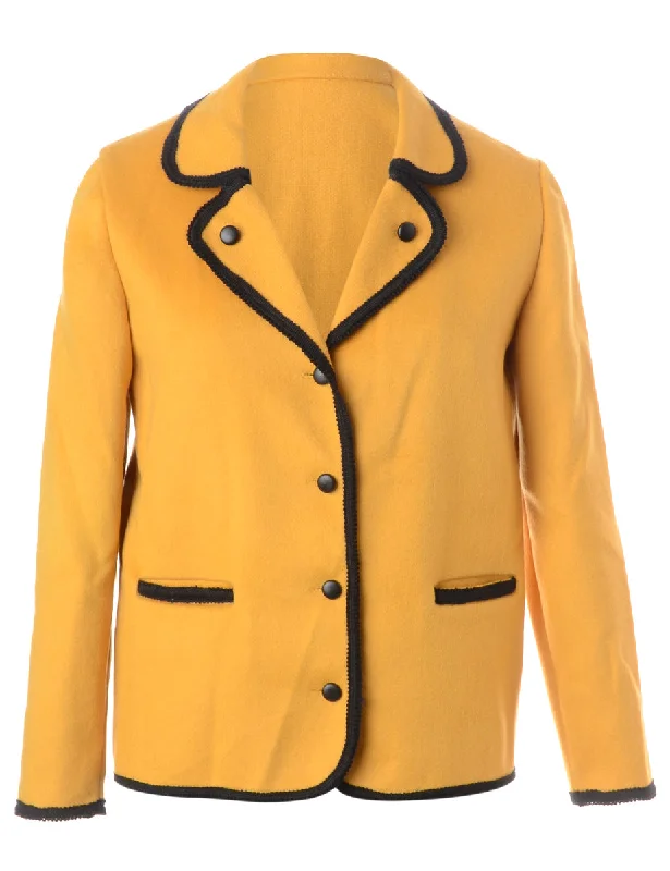 Breathable Comfort Mustard Blazer With Black Trim