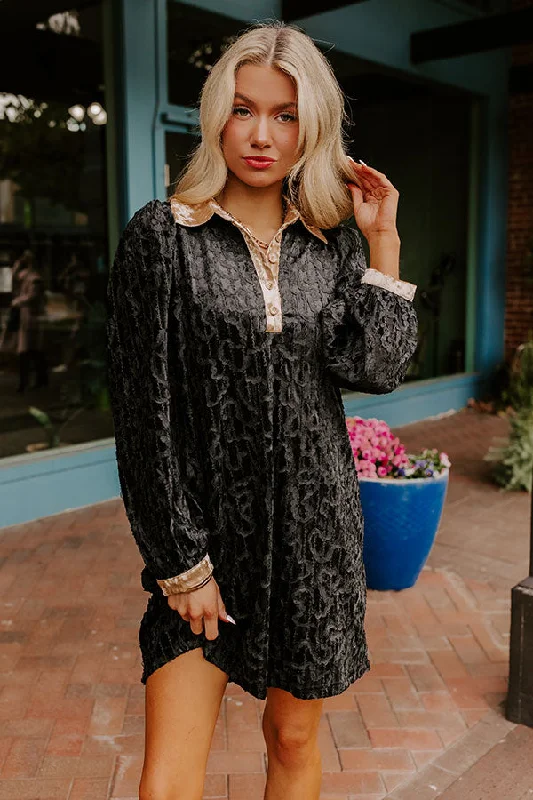 Denim Design Chardonnay And Candlelight Velvet Mini Dress in Black