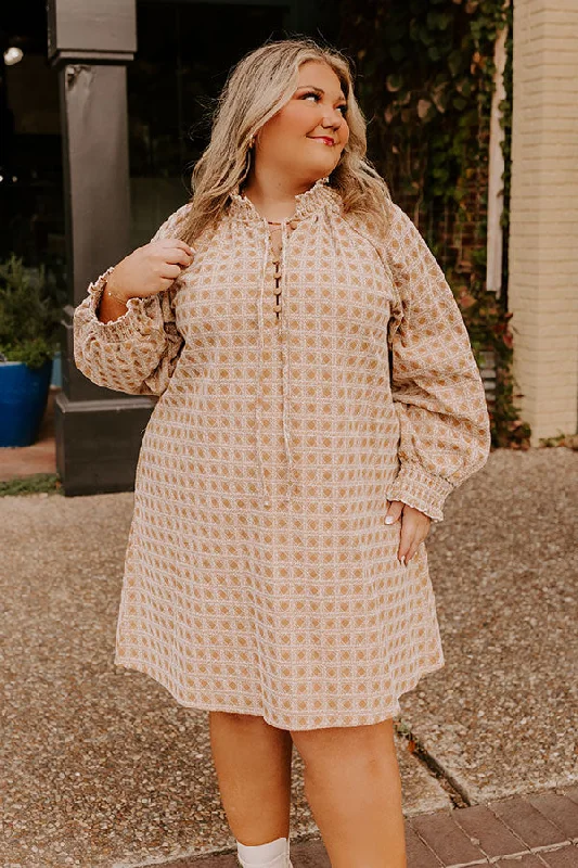 European And American Style Chasing Sunsets Embroidered Mini Dress Curves