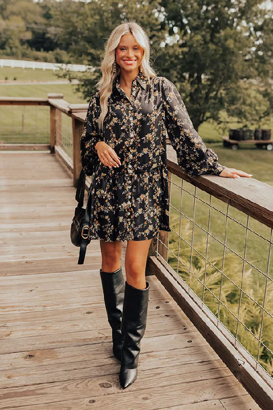 Chic Comfort Chrysanthemum Whisper Button Down Mini Dress
