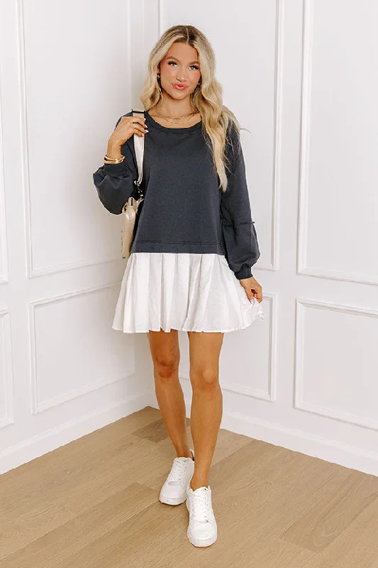 Denim Design Cool Breeze Mini Dress in Dark Navy