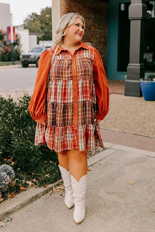 Exquisite Craftsmanship Fall Vibes Plaid Mini Dress Curves
