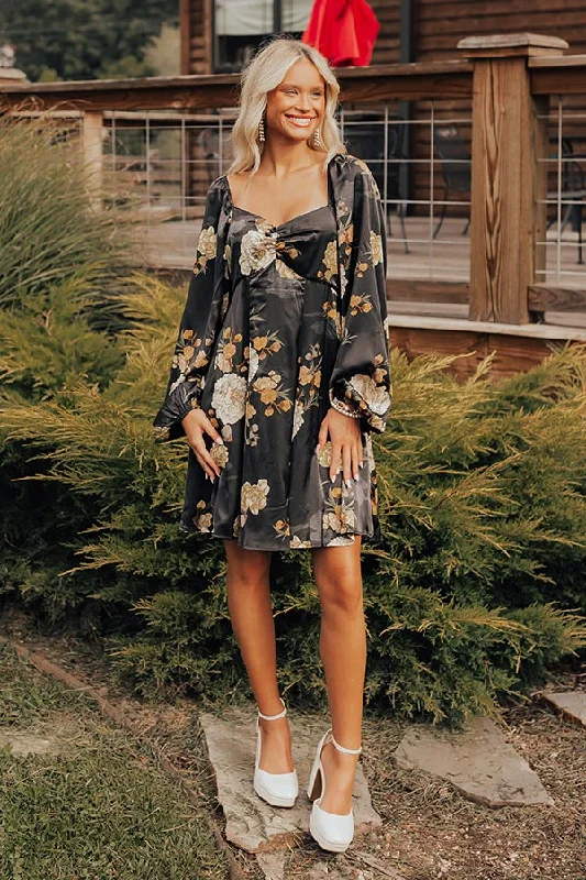 Everyday Comfort Flirty Moments Satin Mini Dress in Black