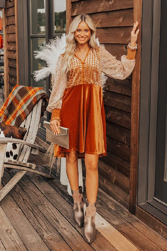 Breathable Style Harvest Festivities Velvet Mini Dress