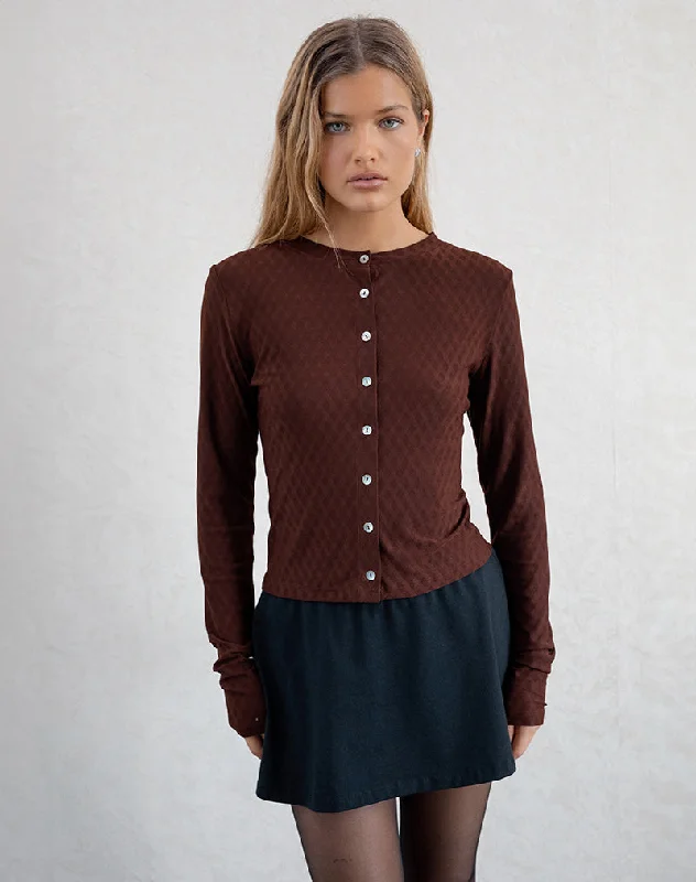 Elegant And Elegant Kahula Shirt in Argyle Mesh Brown