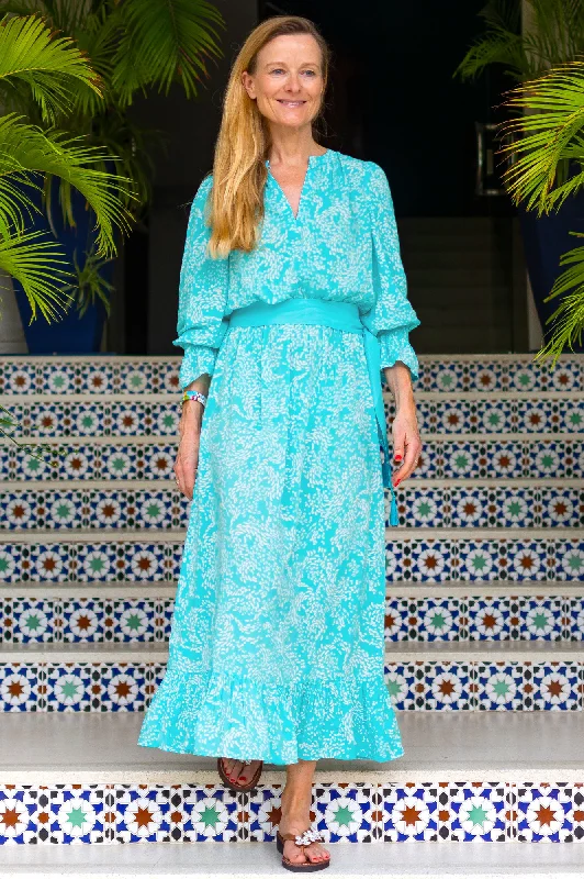 Fashionable Items Maeve Tea Dress | Swirl Turquoise/White