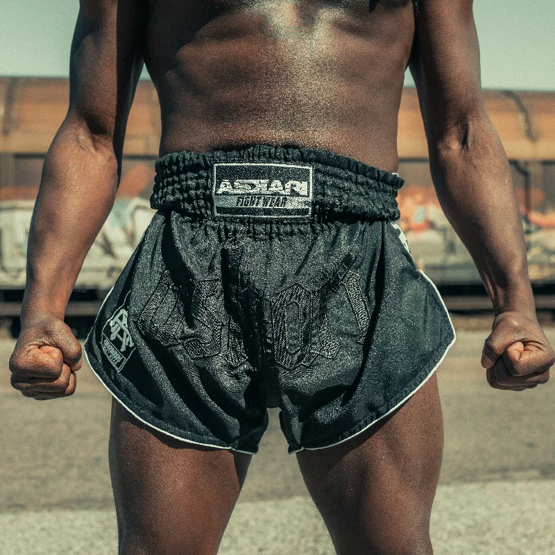 Exquisite Fabrics "MARLBORO" ASKARI MUAY THAI SHORTS
