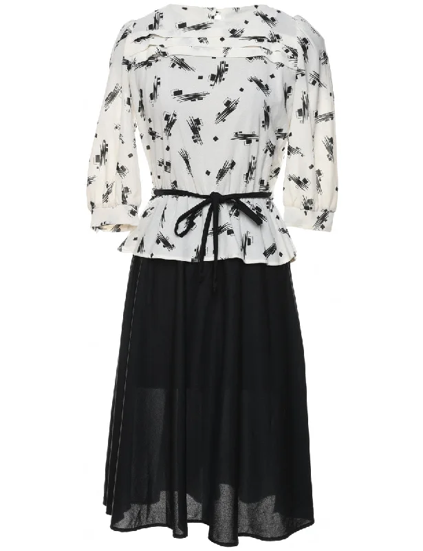 Everyday Style Monochrome  Blouson Dress - M