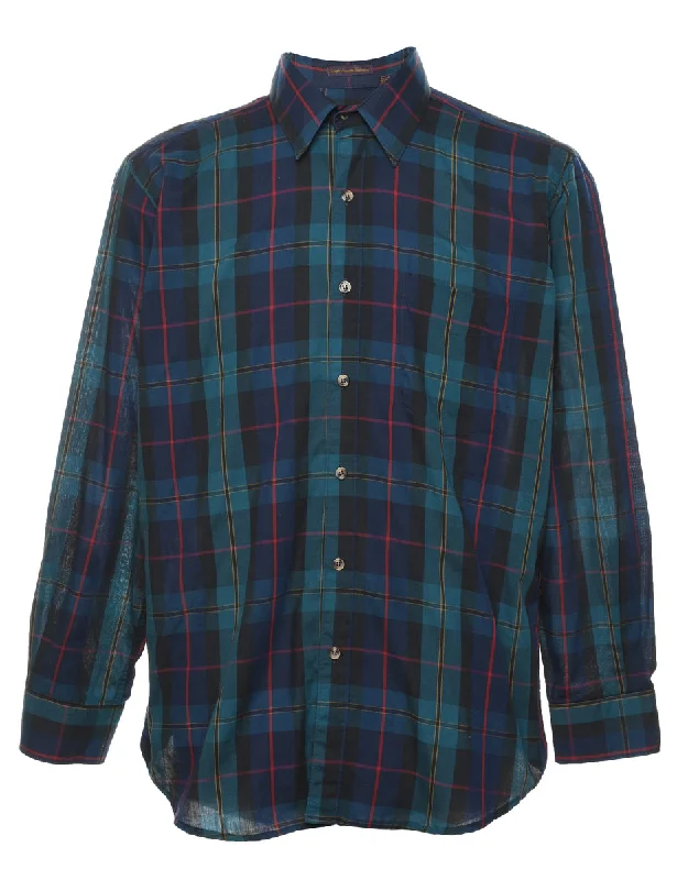 Hooded design Multi-colour Checked Shirt - L