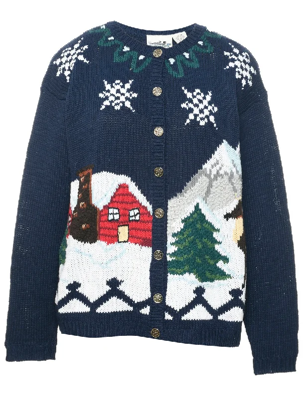 Fresh And Simple Multi-colour Christmas Cardigan - M
