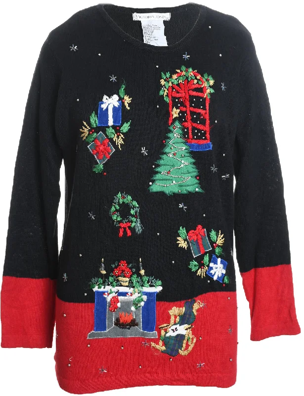 Celebrity Style Multi-colour Christmas Jumper - S