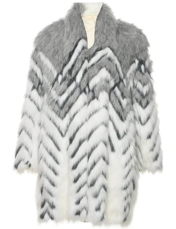 Elegant Design Multi-colour Faux Fur Coat - L