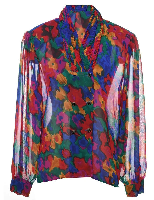 Personalized Design Multi-colour Floral Blouse - L