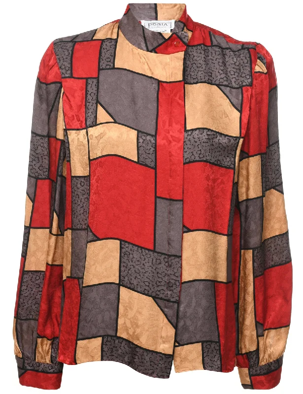 Fashionable Ease Multi-colour Silk Blouse - XL