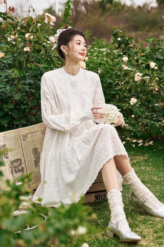 Lace Design Solid Midi Dress for Women