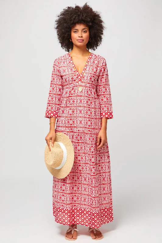 Street Cool Mykonos Maxi Dress | Red/White