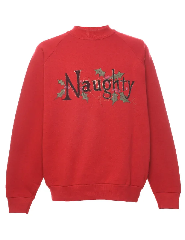 Breathable Style Naughty Christmas Sweatshirt - XL