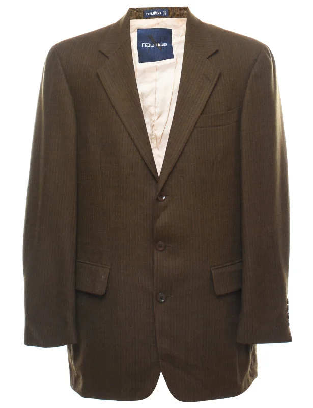 Versatile Casuals Nautica Olive Green Striped Blazer - L