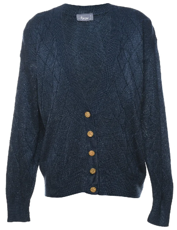 Slim Fit Navy Cardigan - M