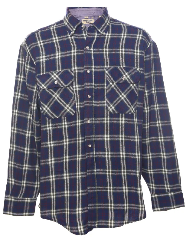 Sports And Leisure Navy Checked Shirt - L
