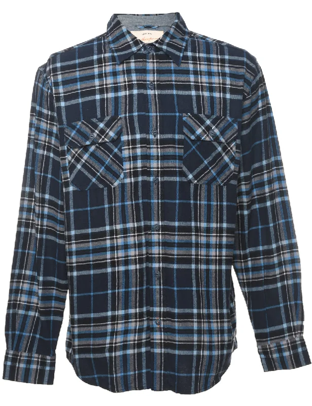 Leisure Travel Navy Checked Shirt - M