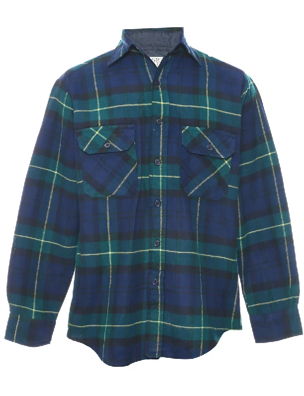 Comfortable And Simple Navy Checked Shirt - S