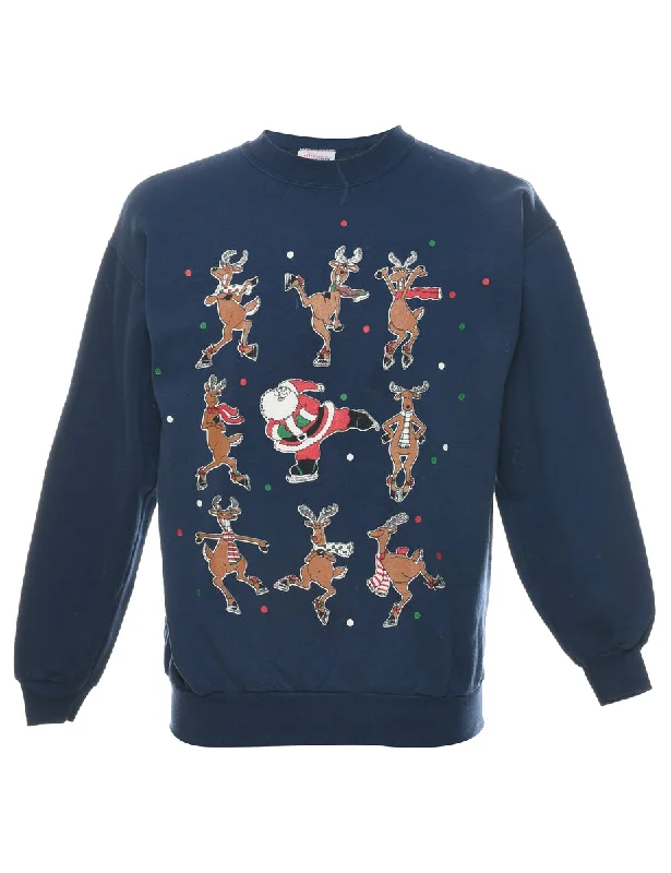 Noble Temperament Navy Christmas Sweatshirt - M