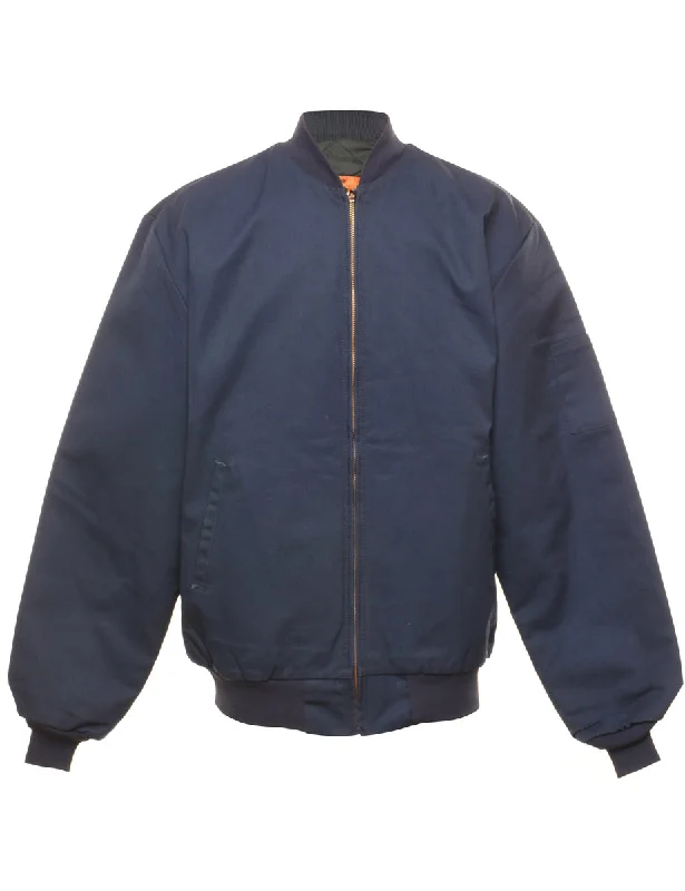 Loose Fit Navy Classic Bomber Jacket - L