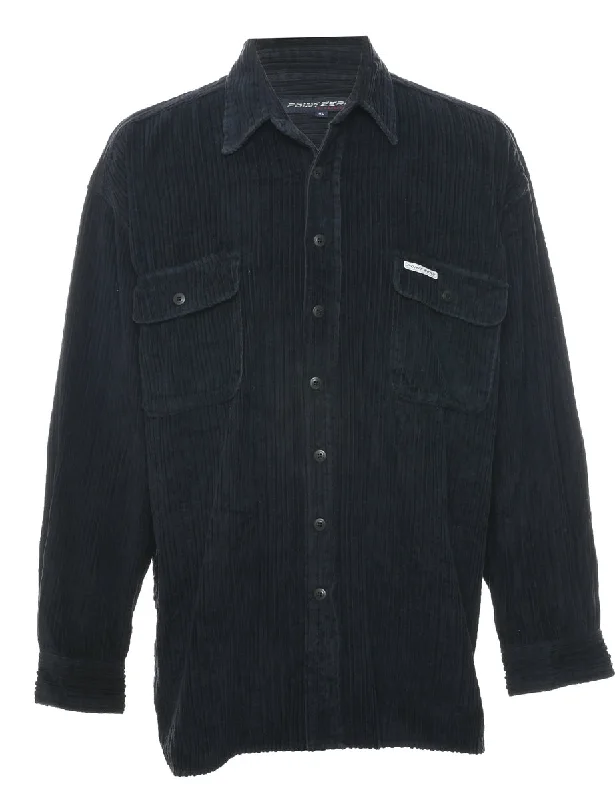 Short Design Navy Corduroy Shirt - XL