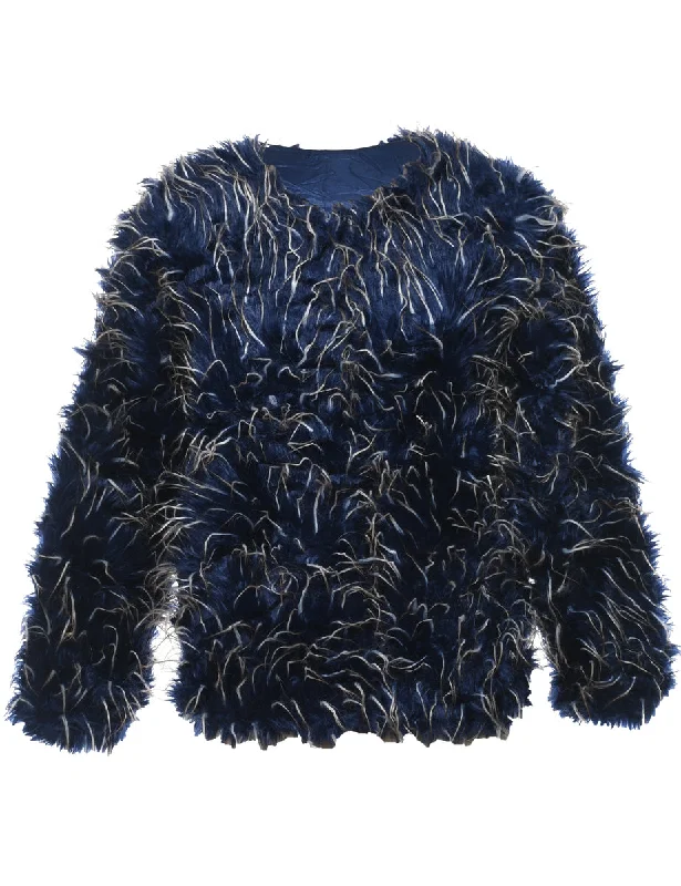 Fashion Selection Navy Faux Fur Coat - M