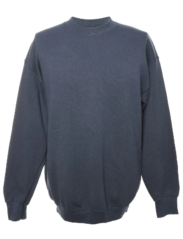 Classic Style Navy Fruit Of The Loom Plain Sweatshirt - L