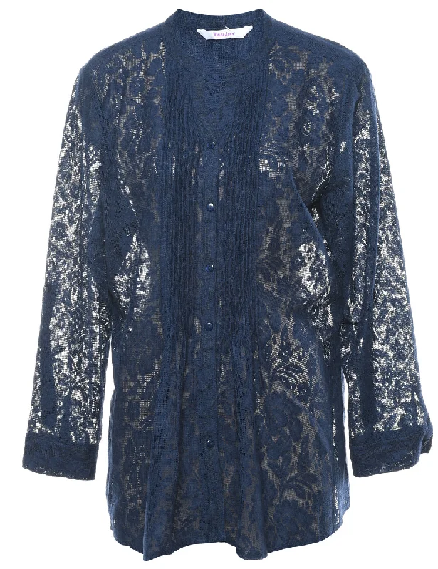 Personal Design Navy Lace Blouse - XL