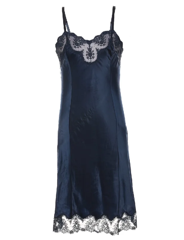 Energy Wear Navy Lace Trim Slip Dress  - S