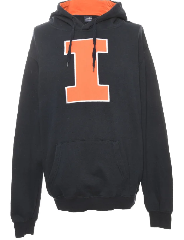 Timeless Comfort Navy Printed Hoodie - XXL
