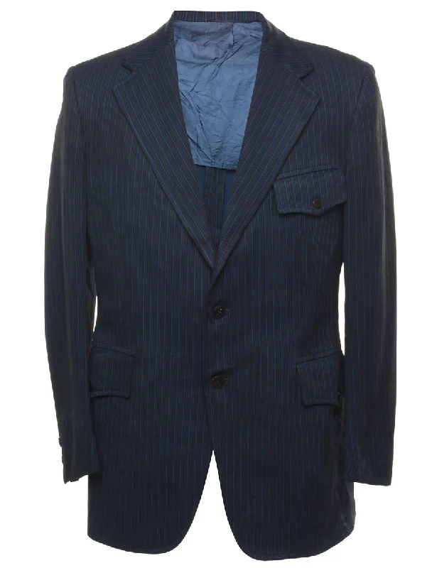 Stylish Ease Navy Striped Classic Blazer - M