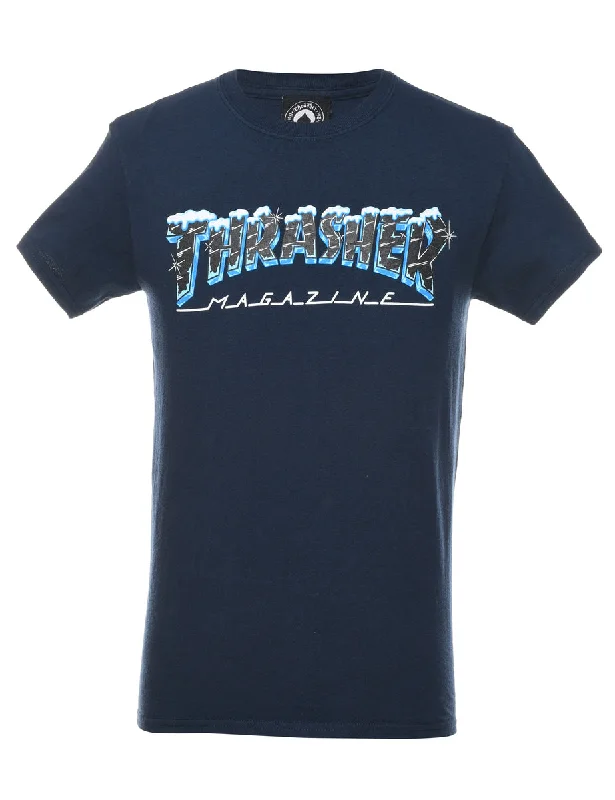 Cozy Chic Wear Navy Thrasher Printed T-shirt - S