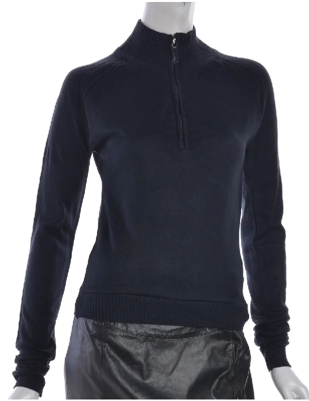 Comfortable Jeans Navy Turtle Neck Top