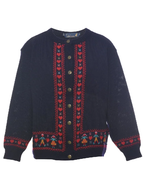 Cozy Footwear Navy Wool Cardigan - M