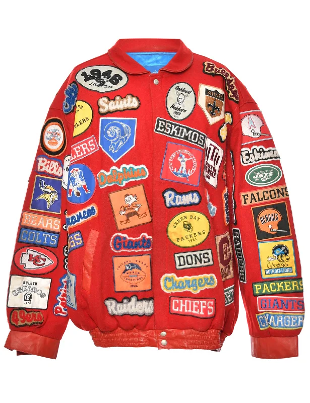 Hooded design NFL Appliqued Badge Collectors Jacket - L