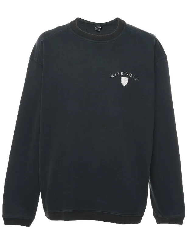 Slightly Flared Design Nike Black Plain Sweatshirt - XL